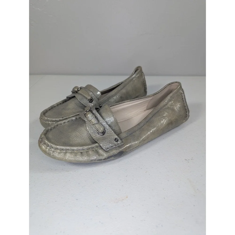 Lacoste Rima Ice Silver Fog‎ Grey Driving Mocs Flats Women 8.5
